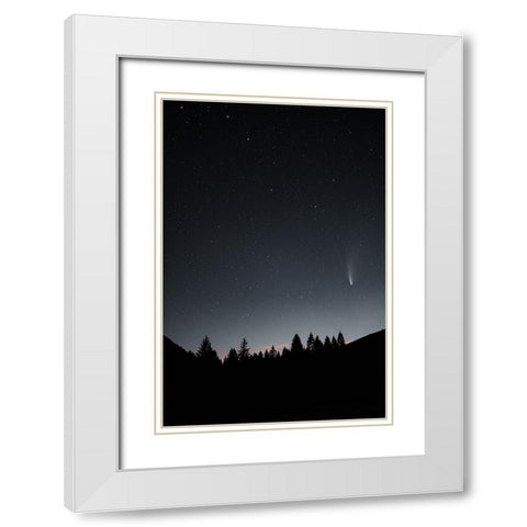 Comet Neowise White Modern Wood Framed Art Print with Double Matting by Ficel, Michal