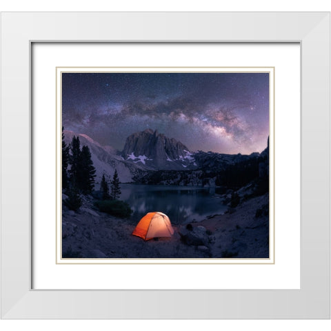 A Starry Night White Modern Wood Framed Art Print with Double Matting by De, Pritam