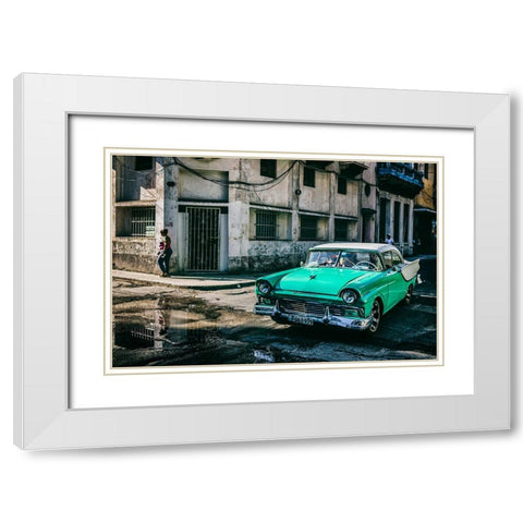 Habana Street White Modern Wood Framed Art Print with Double Matting by Morishige, Koji