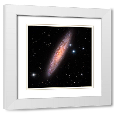 Sculptor Galaxy White Modern Wood Framed Art Print with Double Matting by Chander, Vikas