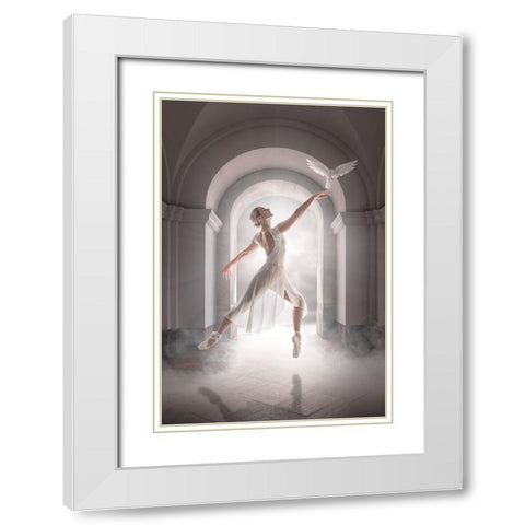 Birddance White Modern Wood Framed Art Print with Double Matting by Egger, Marcel