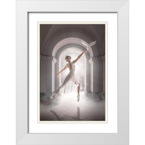Birddance White Modern Wood Framed Art Print with Double Matting by Egger, Marcel
