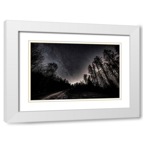 Lights of th Night White Modern Wood Framed Art Print with Double Matting by Winiarski, Lukasz