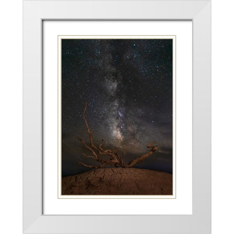 Gobi Desert Night White Modern Wood Framed Art Print with Double Matting by Yu Wu, Irene