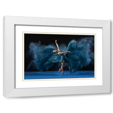 Rasa Ballerina White Modern Wood Framed Art Print with Double Matting by Suhardjo, Lisdiyanto