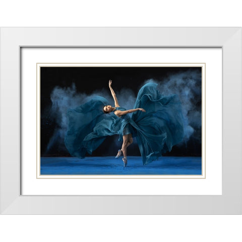 Rasa Ballerina White Modern Wood Framed Art Print with Double Matting by Suhardjo, Lisdiyanto