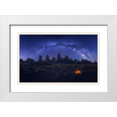 Milky Way Over The Strange Land White Modern Wood Framed Art Print with Double Matting by Zhang, Anna