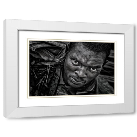 Ethiopian Carrying Pieces Of Wood. White Modern Wood Framed Art Print with Double Matting by Inazio Kuesta, Joxe