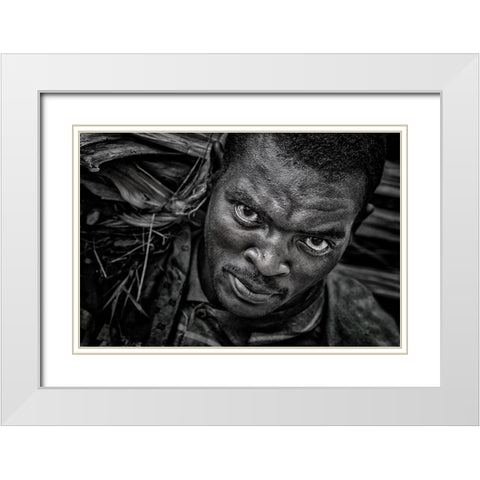 Ethiopian Carrying Pieces Of Wood. White Modern Wood Framed Art Print with Double Matting by Inazio Kuesta, Joxe
