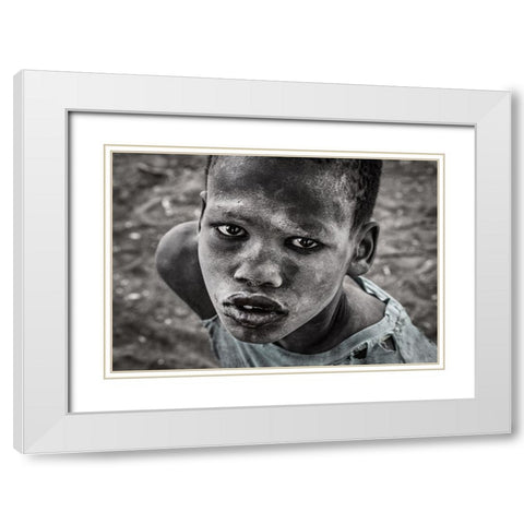 Mundari Child. White Modern Wood Framed Art Print with Double Matting by Inazio Kuesta, Joxe