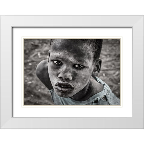 Mundari Child. White Modern Wood Framed Art Print with Double Matting by Inazio Kuesta, Joxe