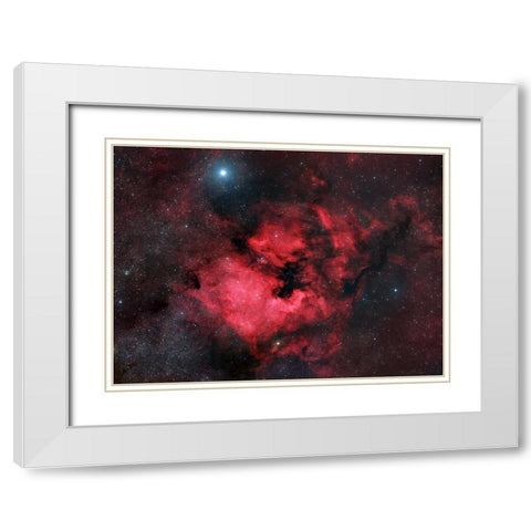 North American Nebula White Modern Wood Framed Art Print with Double Matting by Chander, Vikas