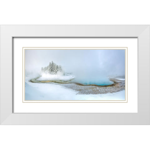 A Little Pearl Pond White Modern Wood Framed Art Print with Double Matting by Mao, Dianne