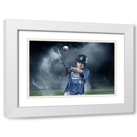 Baseballhit White Modern Wood Framed Art Print with Double Matting by Egger, Marcel