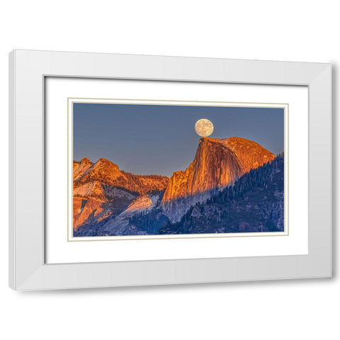 Moonrise Over Half Dome White Modern Wood Framed Art Print with Double Matting by Lin, Ning