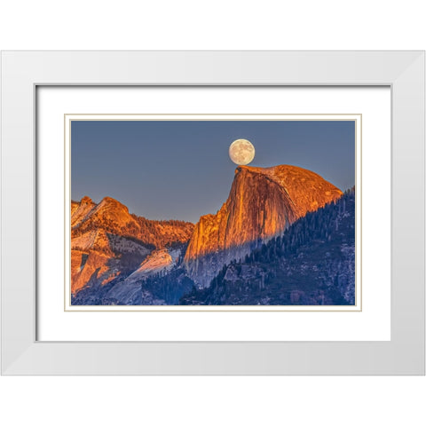 Moonrise Over Half Dome White Modern Wood Framed Art Print with Double Matting by Lin, Ning