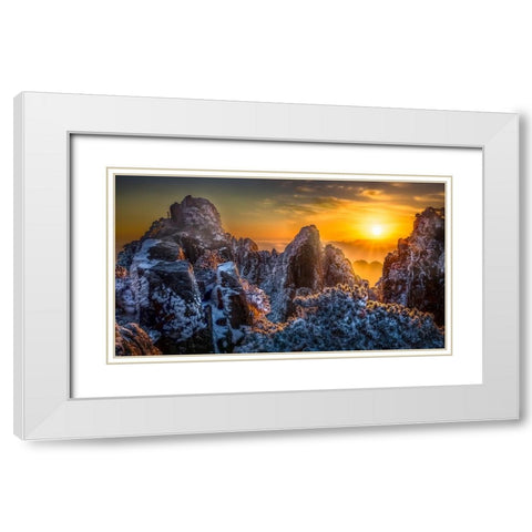 The Yellow Mountain White Modern Wood Framed Art Print with Double Matting by Lim, Jack