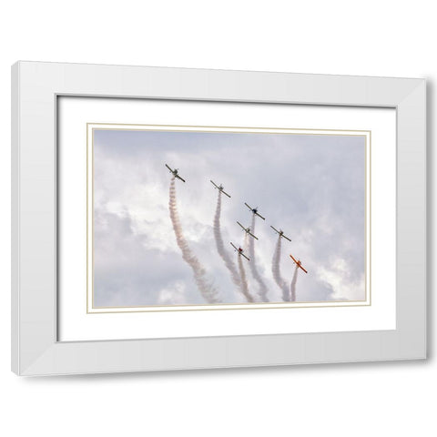 Friends flying. White Modern Wood Framed Art Print with Double Matting by Londal, Leif