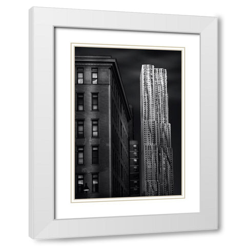 New York Streets White Modern Wood Framed Art Print with Double Matting by Garcia, Helena