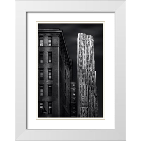 New York Streets White Modern Wood Framed Art Print with Double Matting by Garcia, Helena