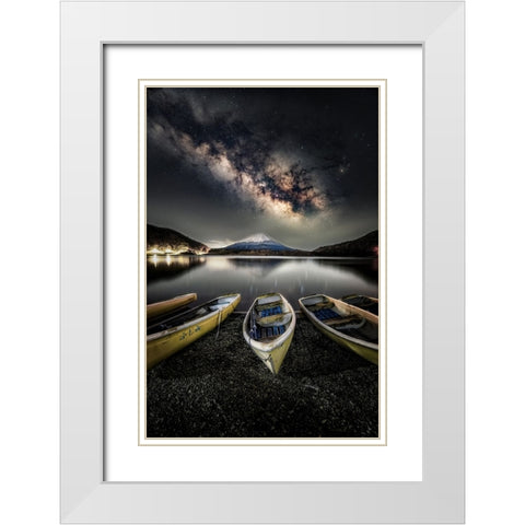 Milky Way on the Fuji White Modern Wood Framed Art Print with Double Matting by Suzuki, Daiki