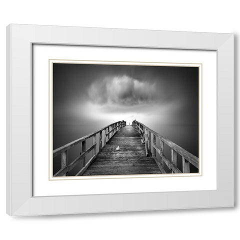 Ancient Pier Of Sassnitz White Modern Wood Framed Art Print with Double Matting by Winkler, Jens