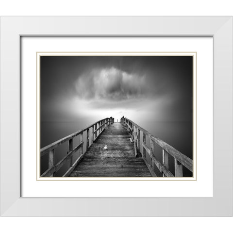 Ancient Pier Of Sassnitz White Modern Wood Framed Art Print with Double Matting by Winkler, Jens