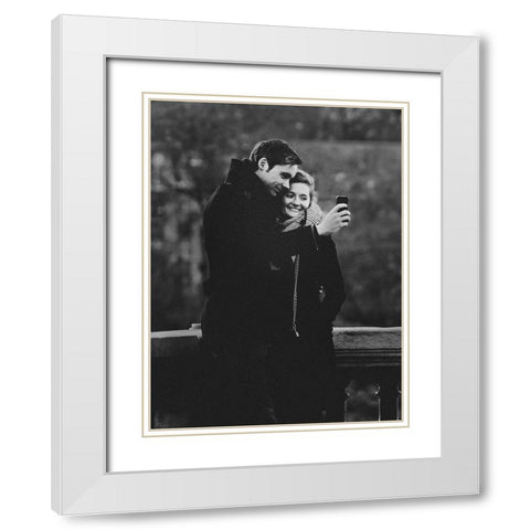 Couple Selfie White Modern Wood Framed Art Print with Double Matting by Yamamoto, Eiji