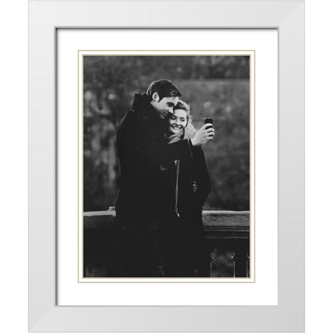 Couple Selfie White Modern Wood Framed Art Print with Double Matting by Yamamoto, Eiji