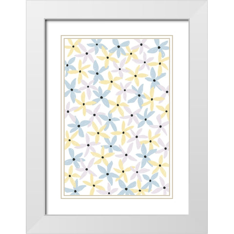 Playful Flowers White Modern Wood Framed Art Print with Double Matting by Uplusmestudio