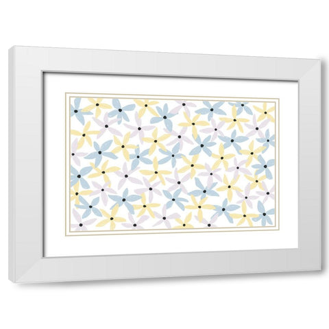 Playful Flowers White Modern Wood Framed Art Print with Double Matting by Uplusmestudio