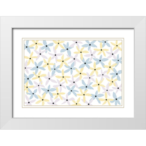 Playful Flowers White Modern Wood Framed Art Print with Double Matting by Uplusmestudio