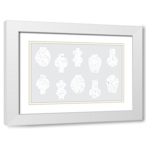 Abstract Vases White White Modern Wood Framed Art Print with Double Matting by Uplusmestudio