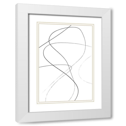 Loose Lines White Modern Wood Framed Art Print with Double Matting by Uplusmestudio