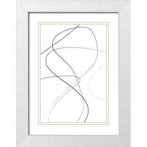 Loose Lines White Modern Wood Framed Art Print with Double Matting by Uplusmestudio