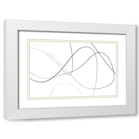 Loose Lines White Modern Wood Framed Art Print with Double Matting by Uplusmestudio