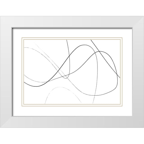 Loose Lines White Modern Wood Framed Art Print with Double Matting by Uplusmestudio