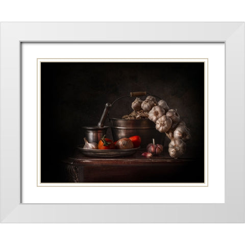 Daily White Modern Wood Framed Art Print with Double Matting by Perfoncio, Margareth