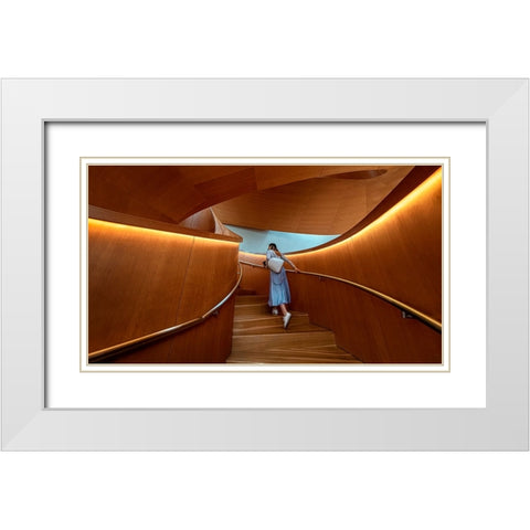 Stairs 2 White Modern Wood Framed Art Print with Double Matting by Zhou, Steven