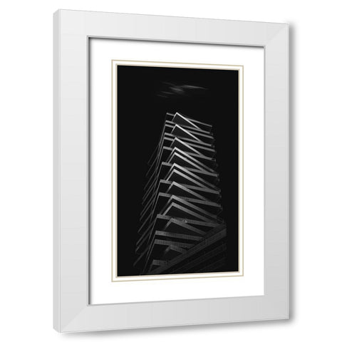 Zigzag White Modern Wood Framed Art Print with Double Matting by And Hongchao, Gu