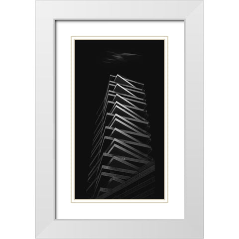 Zigzag White Modern Wood Framed Art Print with Double Matting by And Hongchao, Gu