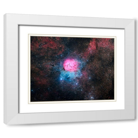 Trifid Nebula White Modern Wood Framed Art Print with Double Matting by Chander, Vikas