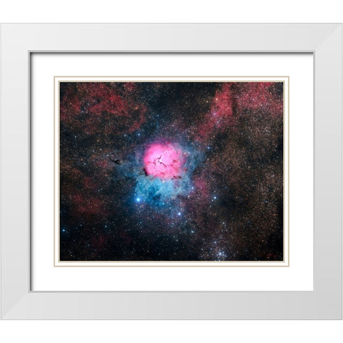 Trifid Nebula White Modern Wood Framed Art Print with Double Matting by Chander, Vikas