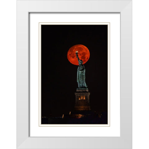 2022 july buck moon White Modern Wood Framed Art Print with Double Matting by J Rao, Jenny