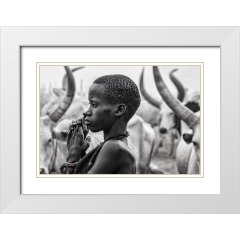 Mundari Girl - South Sudan White Modern Wood Framed Art Print with Double Matting by Inazio Kuesta, Joxe
