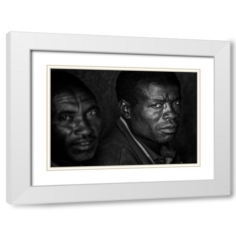 Ethiopian Men. White Modern Wood Framed Art Print with Double Matting by Inazio Kuesta, Joxe