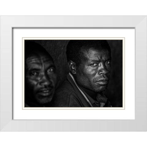 Ethiopian Men. White Modern Wood Framed Art Print with Double Matting by Inazio Kuesta, Joxe