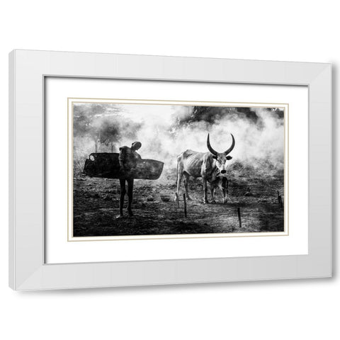 Mundari Chlid Carrying Dung - South Sudan White Modern Wood Framed Art Print with Double Matting by Inazio Kuesta, Joxe