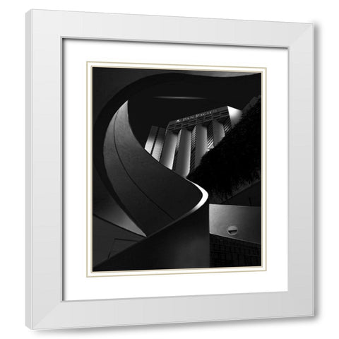 Pan Pacific Nightview White Modern Wood Framed Art Print with Double Matting by Zeng, Jiahong