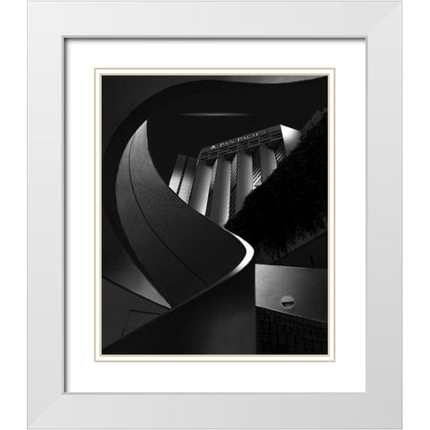 Pan Pacific Nightview White Modern Wood Framed Art Print with Double Matting by Zeng, Jiahong
